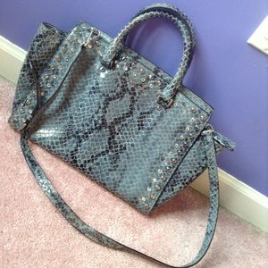 Michael Kors blue snakeskin handbag